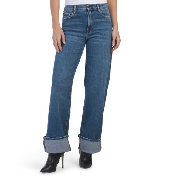 HIDDEN Dark Blue The Nori Wash Clean Cuffed Super Wide Jeans